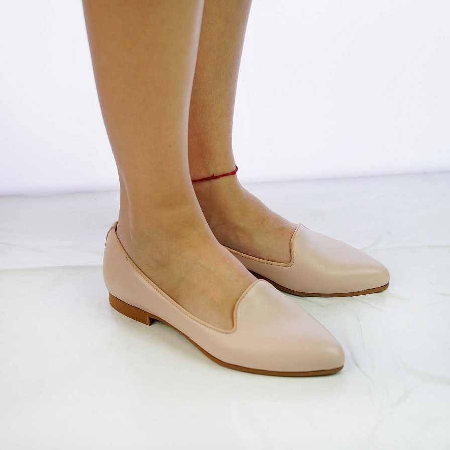 Spring Summer Patty Shoes | Nude Real Leather Ballet Flats