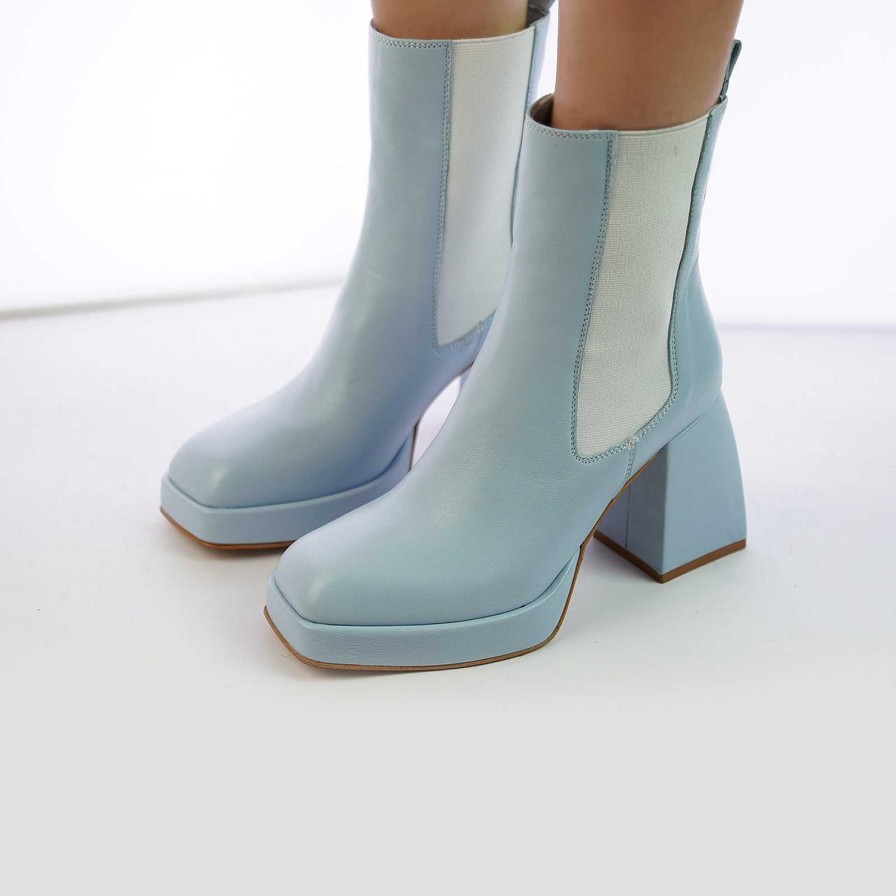 Spring Summer Patty Shoes | Nappa Ankle Boots With Sail-Colored Elastic